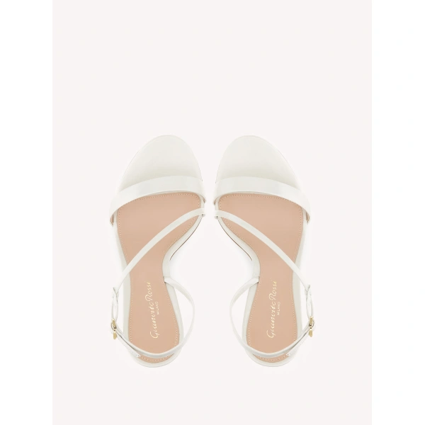 Gianvito Rossi Manhattan 95 Sandals in Off White Glossy Nappa, view 3 | Sandals