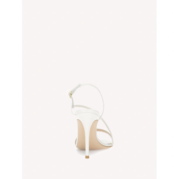 Gianvito Rossi Manhattan 95 Sandals in Off White Glossy Nappa, view 4 | Sandals