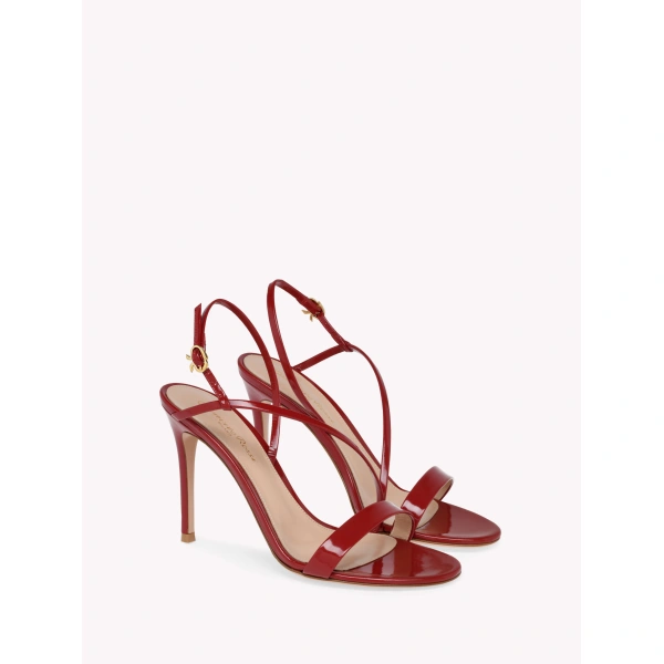 Gianvito Rossi Manhattan 95 Sandals in Red Glossy Nappa, view 2 | Sandals