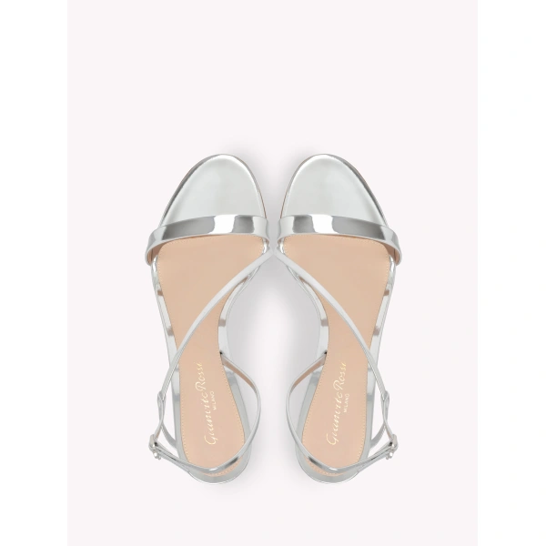 Gianvito Rossi Manhattan 95 Sandals in Silver Leather, view 3 | Sandals