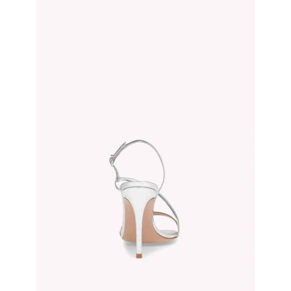 Gianvito Rossi Manhattan 95 Sandals in Silver Leather, view 4 | Sandals