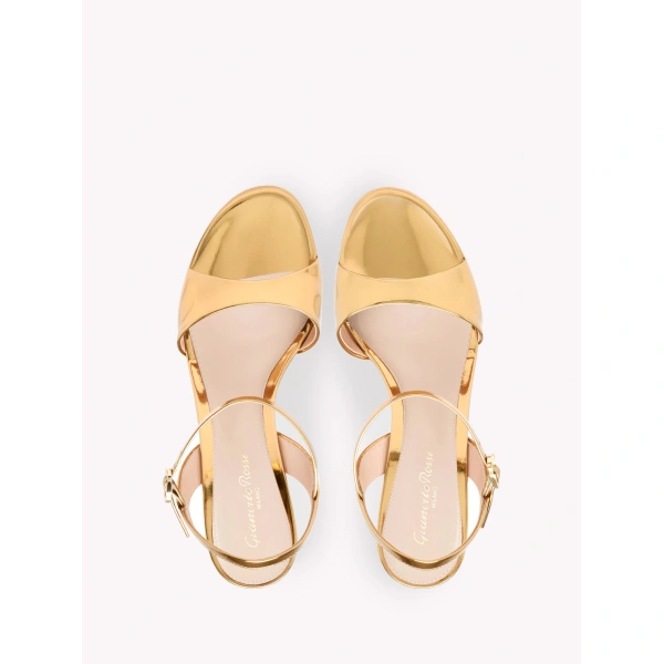Gianvito Rossi Marlena Platform Sandals in Gold Leather, view 3 | Sandals