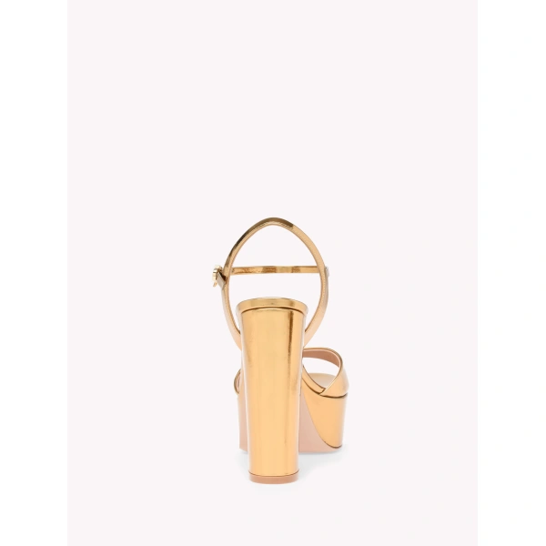 Gianvito Rossi Marlena Platform Sandals in Gold Leather, view 4 | Sandals