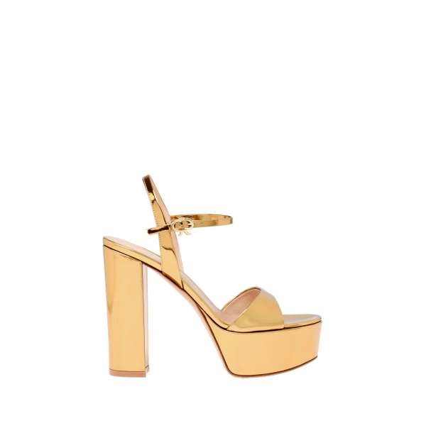 Gianvito Rossi Marlena Platform Sandals in Gold Leather | Sandals