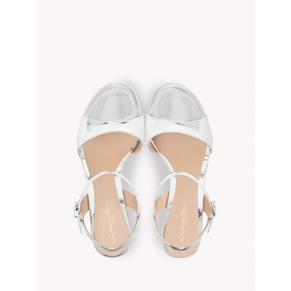 Gianvito Rossi Marlena Platform Sandals in Silver Leather, view 3 | Sandals