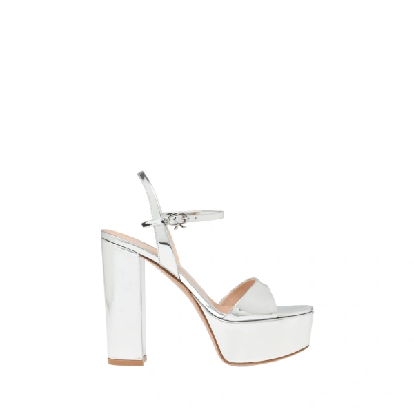 Gianvito Rossi Marlena Platform Sandals in Silver Leather | Sandals