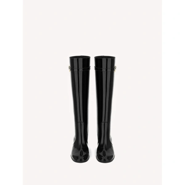 Gianvito Rossi Mary Knee-High Boots in Black Patent Leather, view 3 | Knee-High Boots