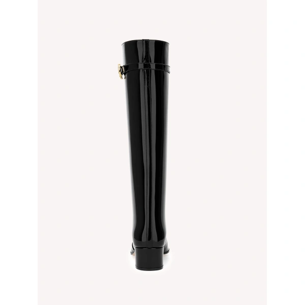Gianvito Rossi Mary Knee-High Boots in Black Patent Leather, view 4 | Knee-High Boots