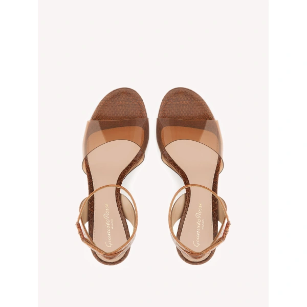 Gianvito Rossi Maya Platform Sandals in Orange Python, view 3 | Sandals