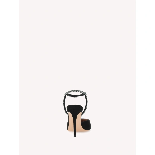 Gianvito Rossi Mayfair Crystal 95 Slingbacks in Black Suede, view 4 | Slingbacks