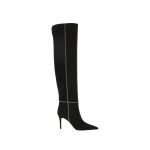 Gianvito Rossi Mayfair Crystal Knee-High Boots in Black Suede | Knee-High Boots