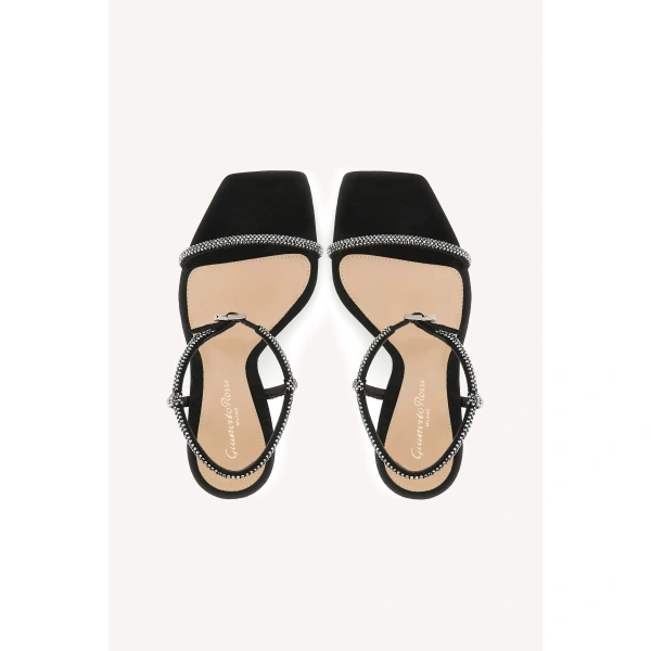 Gianvito Rossi Mayfair Crystal Sandals in Black Suede, view 3 | Sandals