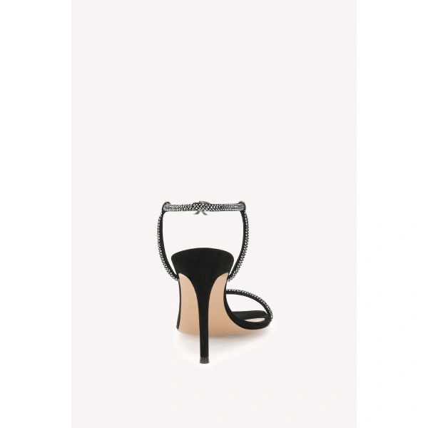 Gianvito Rossi Mayfair Crystal Sandals in Black Suede, view 4 | Sandals
