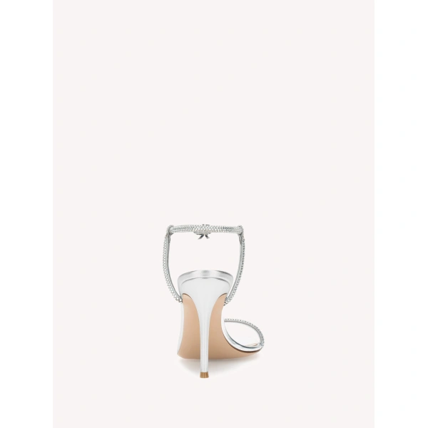 Gianvito Rossi Mayfair Crystal Sandals in Silver Suede, view 4 | Sandals