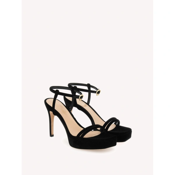 Gianvito Rossi Mayfair Platform Sandals in Black Fabric, view 2 | Sandals