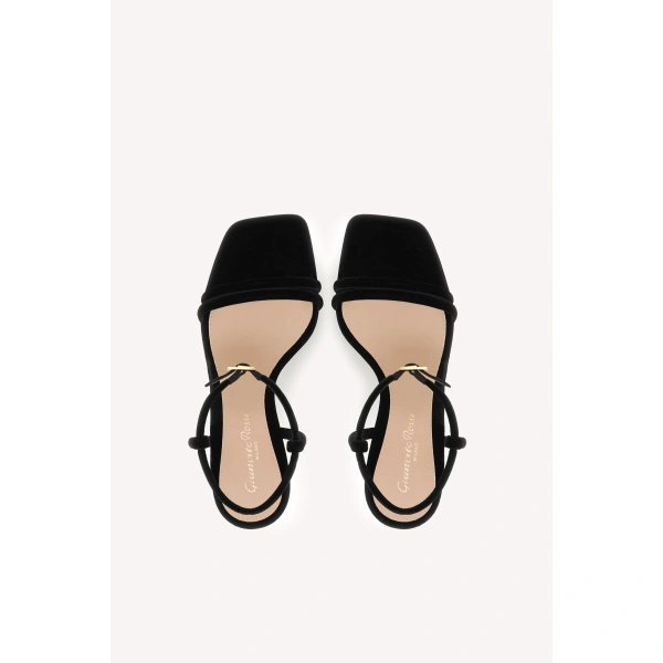 Gianvito Rossi Mayfair Platform Sandals in Black Fabric, view 3 | Sandals