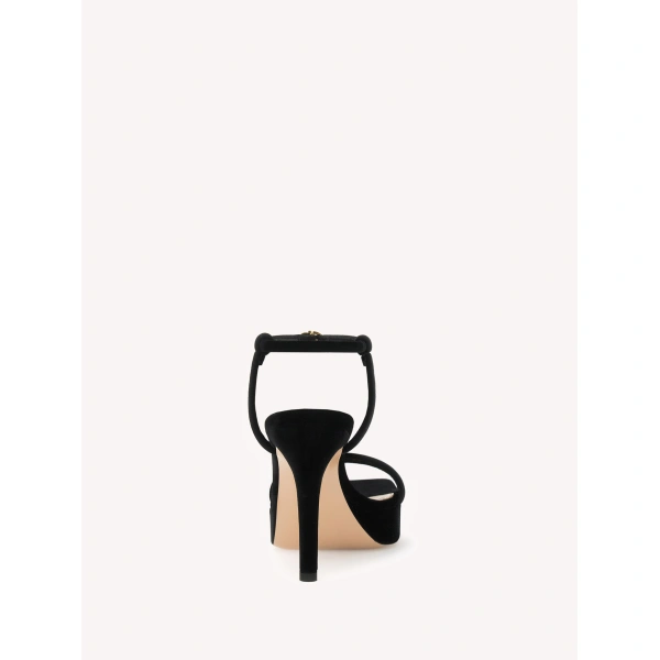 Gianvito Rossi Mayfair Platform Sandals in Black Fabric, view 4 | Sandals