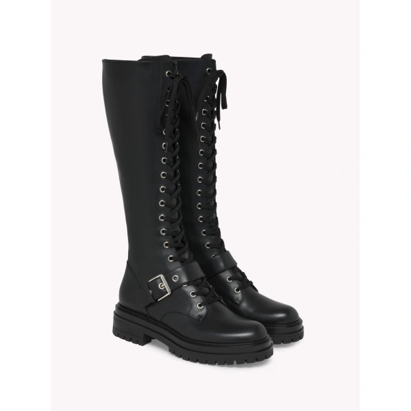 Gianvito Rossi Miles Knee-High Boots in Black Leather, view 2 | Knee-High Boots