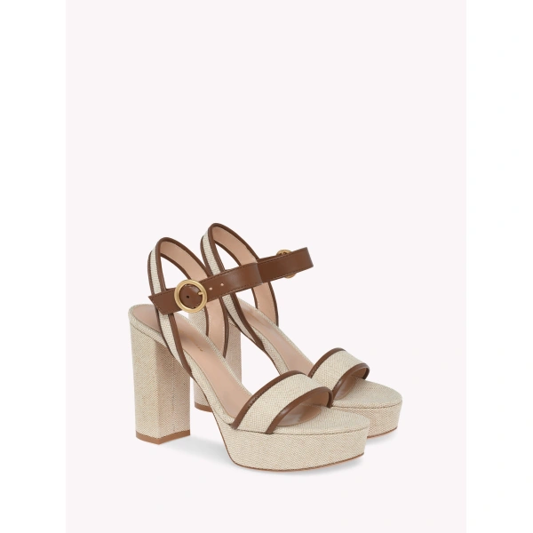 Gianvito Rossi Milos Platform Sandals in Brown Leather, view 2 | Sandals
