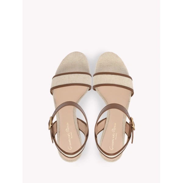 Gianvito Rossi Milos Platform Sandals in Brown Leather, view 3 | Sandals