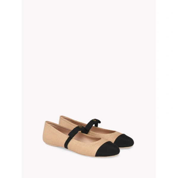 Gianvito Rossi Minou Ballet Flats in Brown Fabric, view 2 | Ballet Flats