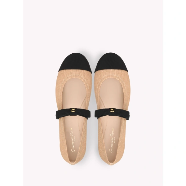 Gianvito Rossi Minou Ballet Flats in Brown Fabric, view 3 | Ballet Flats