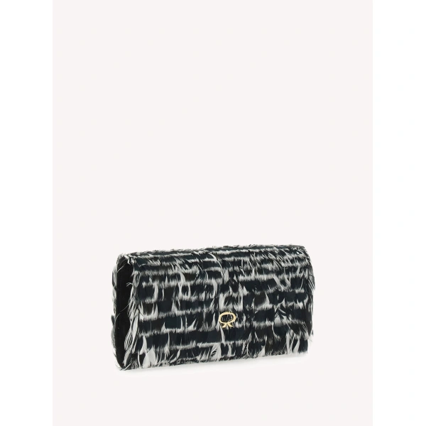 Gianvito Rossi Minuit Fenice Clutch in Black and White, view 2 | Clutch Bags