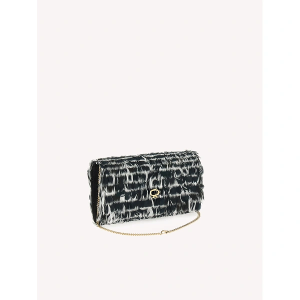 Gianvito Rossi Minuit Fenice Clutch in Black and White, view 4 | Clutch Bags