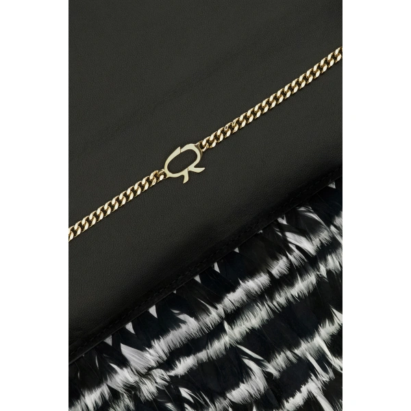 Gianvito Rossi Minuit Fenice Clutch in Black and White, view 6 | Clutch Bags