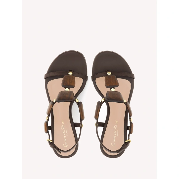 Gianvito Rossi Munduk 45 Sandals in Brown Nappa, view 3 | Sandals