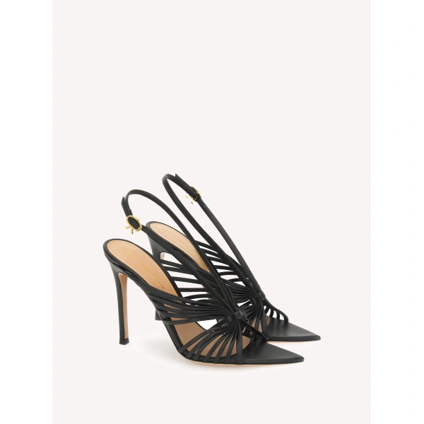 Gianvito Rossi Muse Sandals in Black Nappa, view 2 | Sandals