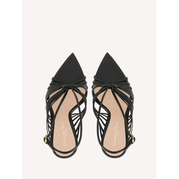 Gianvito Rossi Muse Sandals in Black Nappa, view 3 | Sandals