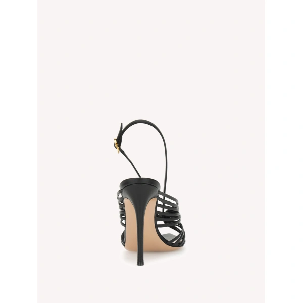 Gianvito Rossi Muse Sandals in Black Nappa, view 4 | Sandals