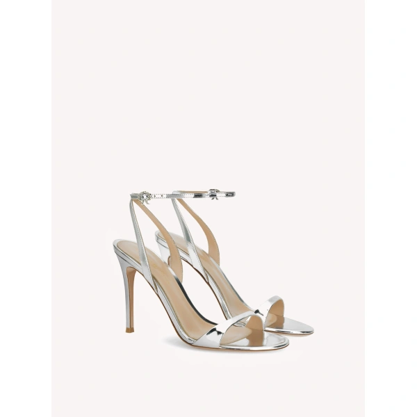 Gianvito Rossi Naomi 95 Sandals in Silver Leather, view 2 | Sandals