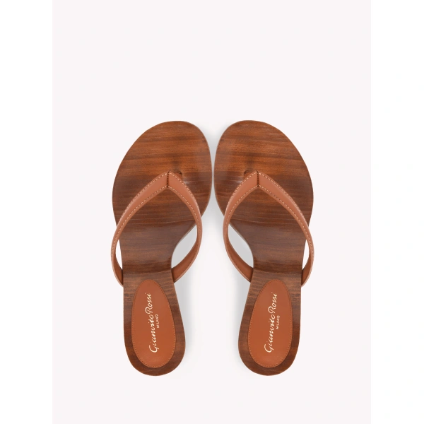 Gianvito Rossi Newport Thong Sandals in Brown Leather, view 3 | Sandals