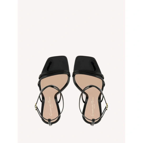 Gianvito Rossi Palais Sandals in Black Glossy Nappa, view 3 | Sandals