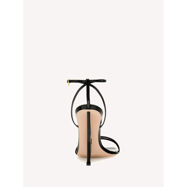 Gianvito Rossi Palais Sandals in Black Glossy Nappa, view 4 | Sandals