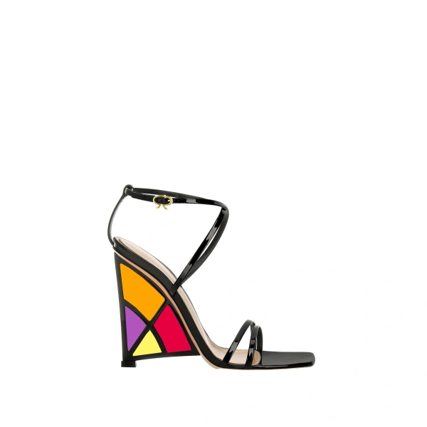 Gianvito Rossi Palais Sandals in Black Glossy Nappa | Sandals