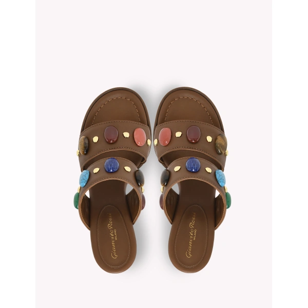 Gianvito Rossi Pasha Sandals in Tan Leather, view 3 | Sandals