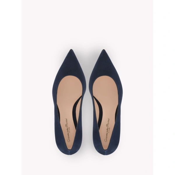 Gianvito Rossi Piper 45 Pumps in Denim Suede, view 3 | Kitten Heels