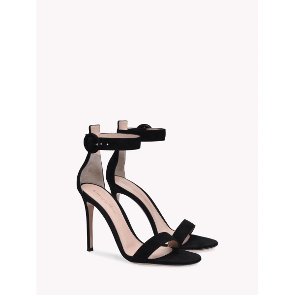 Gianvito Rossi Portofino 105 Sandals in Black Suede, view 2 | Sandals