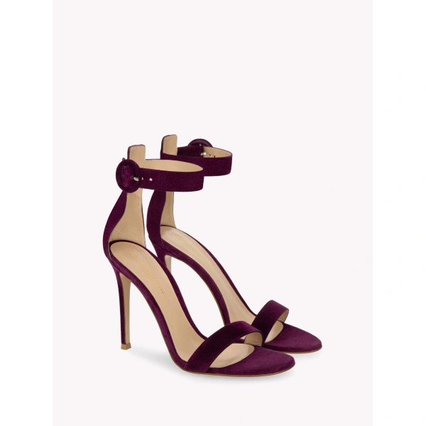 Gianvito Rossi Portofino 105 Sandals in Purple Suede, view 2 | Sandals