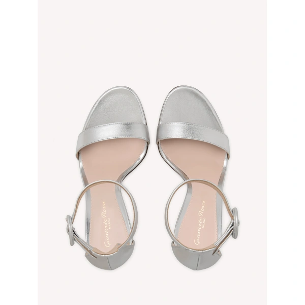 Gianvito Rossi Portofino 105 Sandals in Silver Nappa, view 3 | Sandals