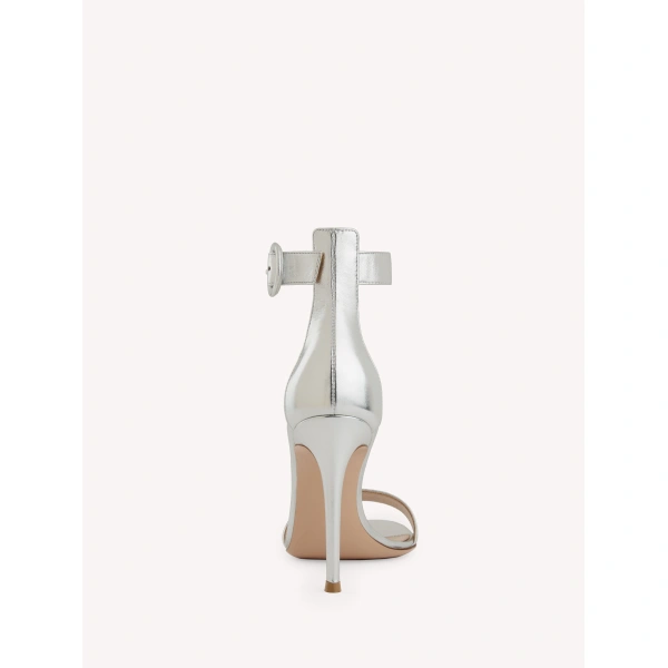 Gianvito Rossi Portofino 105 Sandals in Silver Nappa, view 4 | Sandals