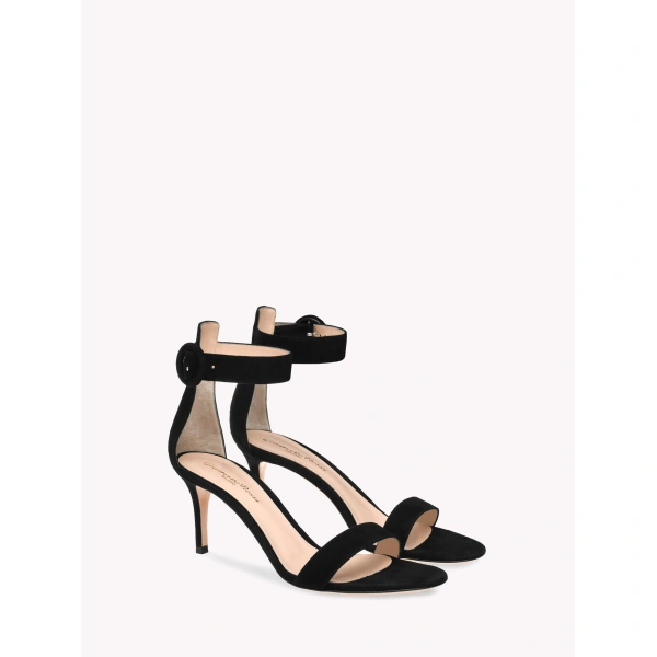Gianvito Rossi Portofino 70 Sandals in Black Suede, view 2 | Sandals
