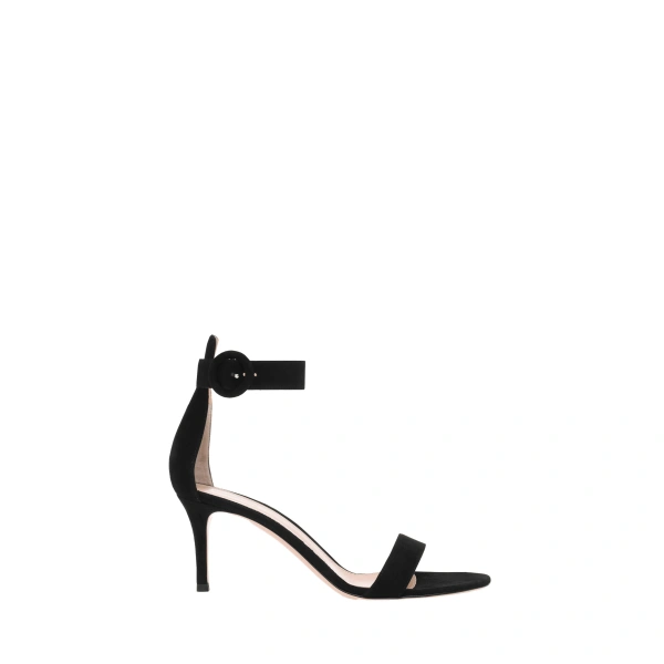 Gianvito Rossi Portofino 70 Sandals in Black Suede | Sandals