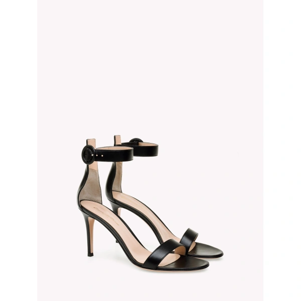 Gianvito Rossi Portofino 85 Sandals in Black Nappa, view 2 | Sandals