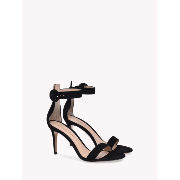 Gianvito Rossi Portofino 85 Sandals in Black Suede, view 2 | Sandals
