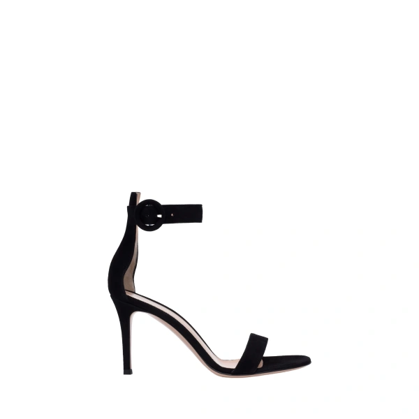 Gianvito Rossi Portofino 85 Sandals in Black Suede | Sandals