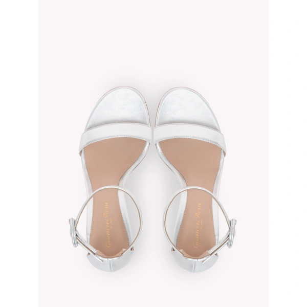 Gianvito Rossi Portofino 85 Sandals in Silver Nappa, view 3 | Sandals